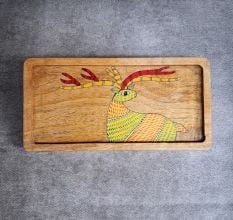 Handcrafted Mango Wood Deer Hand Painted Serving Tray